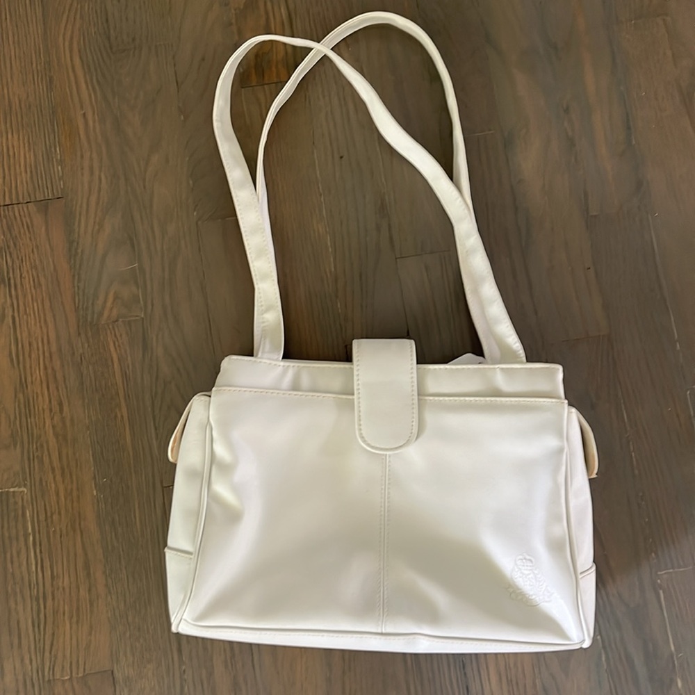 Tandem White Vegan Leather Shoulder Handbag Purse Bag